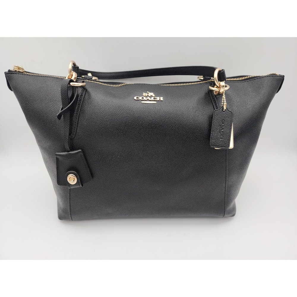 Coach Ava Tote Crossgrain Black Leather Shoulder Bag with Gold F57526 - Picture 13 of 15